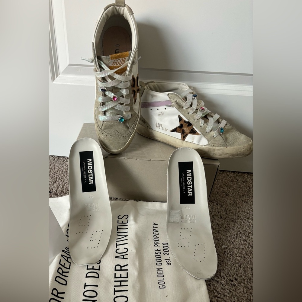 Midstar Golden Goose White Cream Sneakers with Star Detail